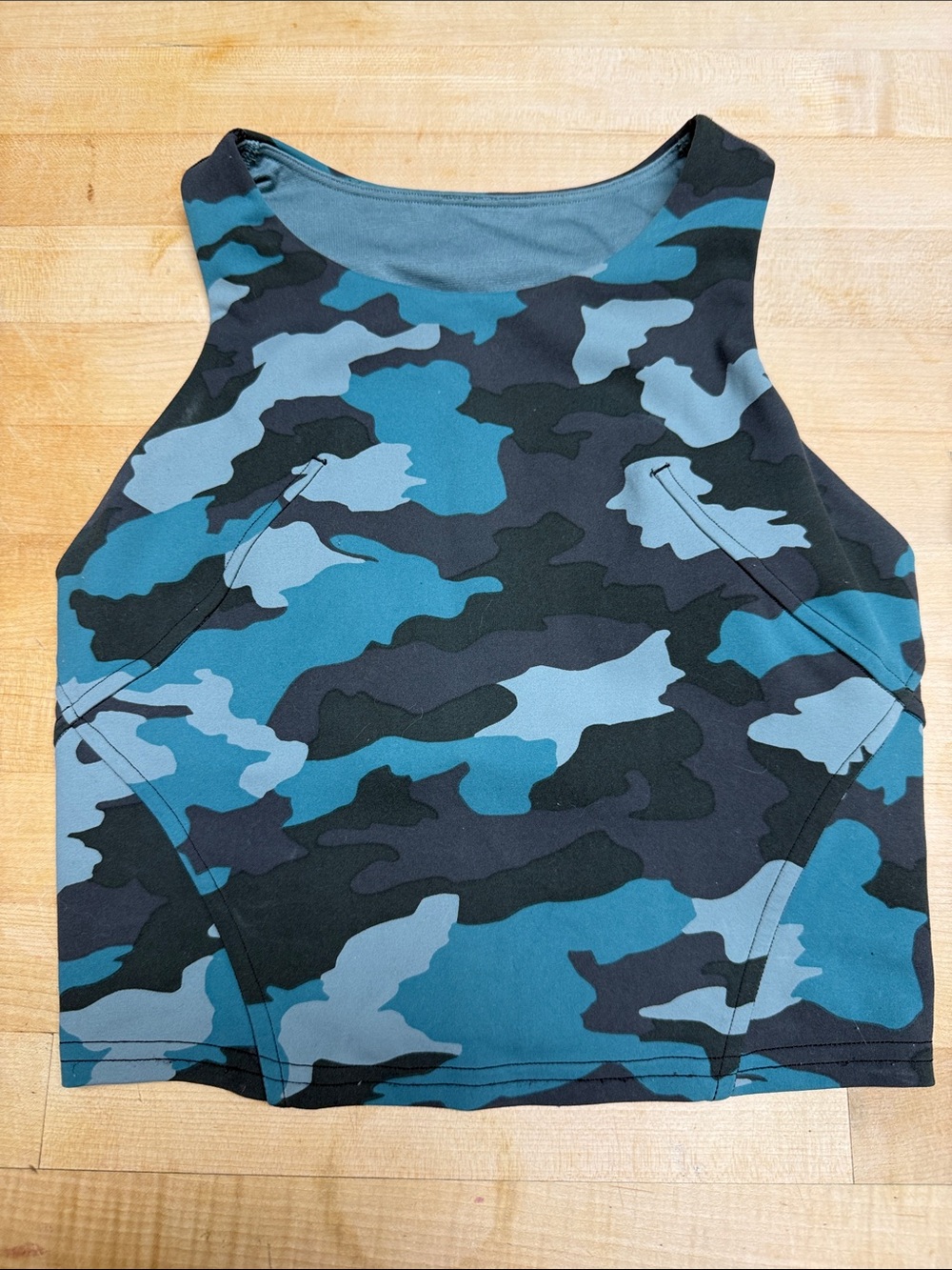 lululemon athletica Teal and Black Camo Racerback Crop Top